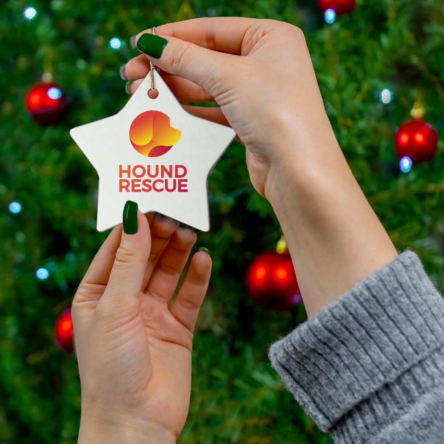 Hound Rescue Ceramic Ornament